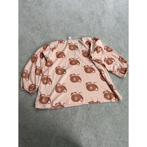 KATE QUINN ORGANICS V-Neckline 3/4 Length Sleeve Cinched Top Peach Medium Women - Picture 7 of 7